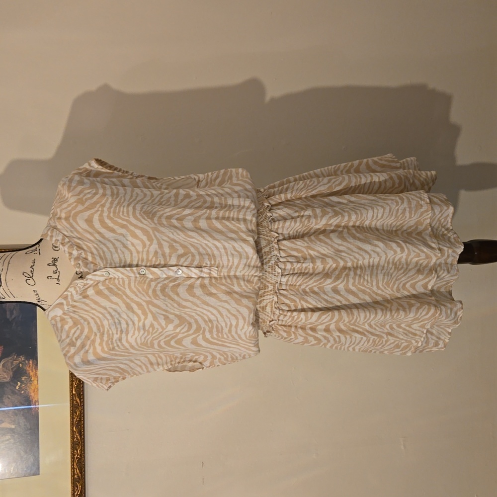 Rails, tan, tiger print linen blend dress